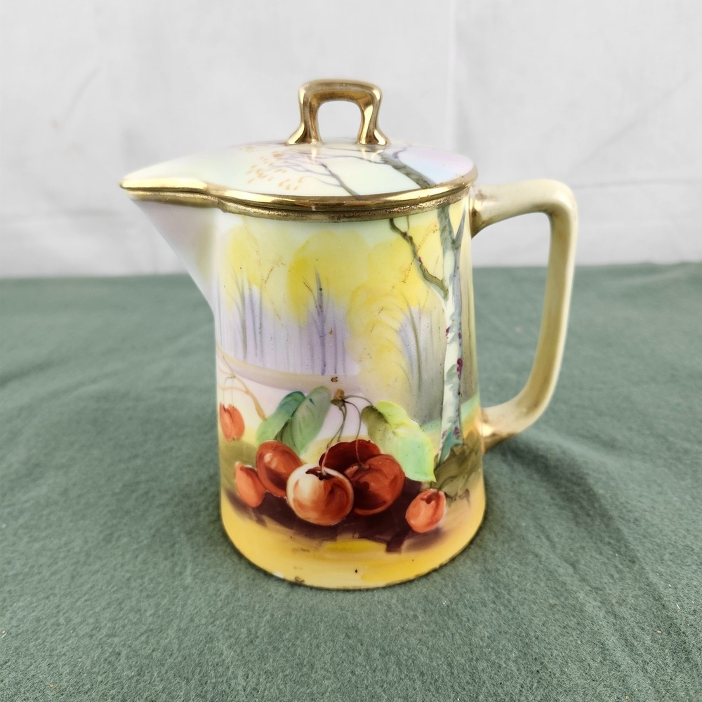Antique Nippon Hand Painted Porcelain Milk Pitcher with Lid Morimura Bros 5 1/4"
